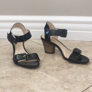 Coach black patent leather sandals